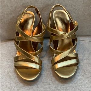 Diane Von Furstenberg Gold Strappy Heels